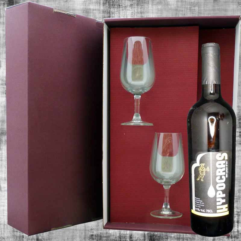 Coffret Hypocras blanc et 2 verres de dégustation